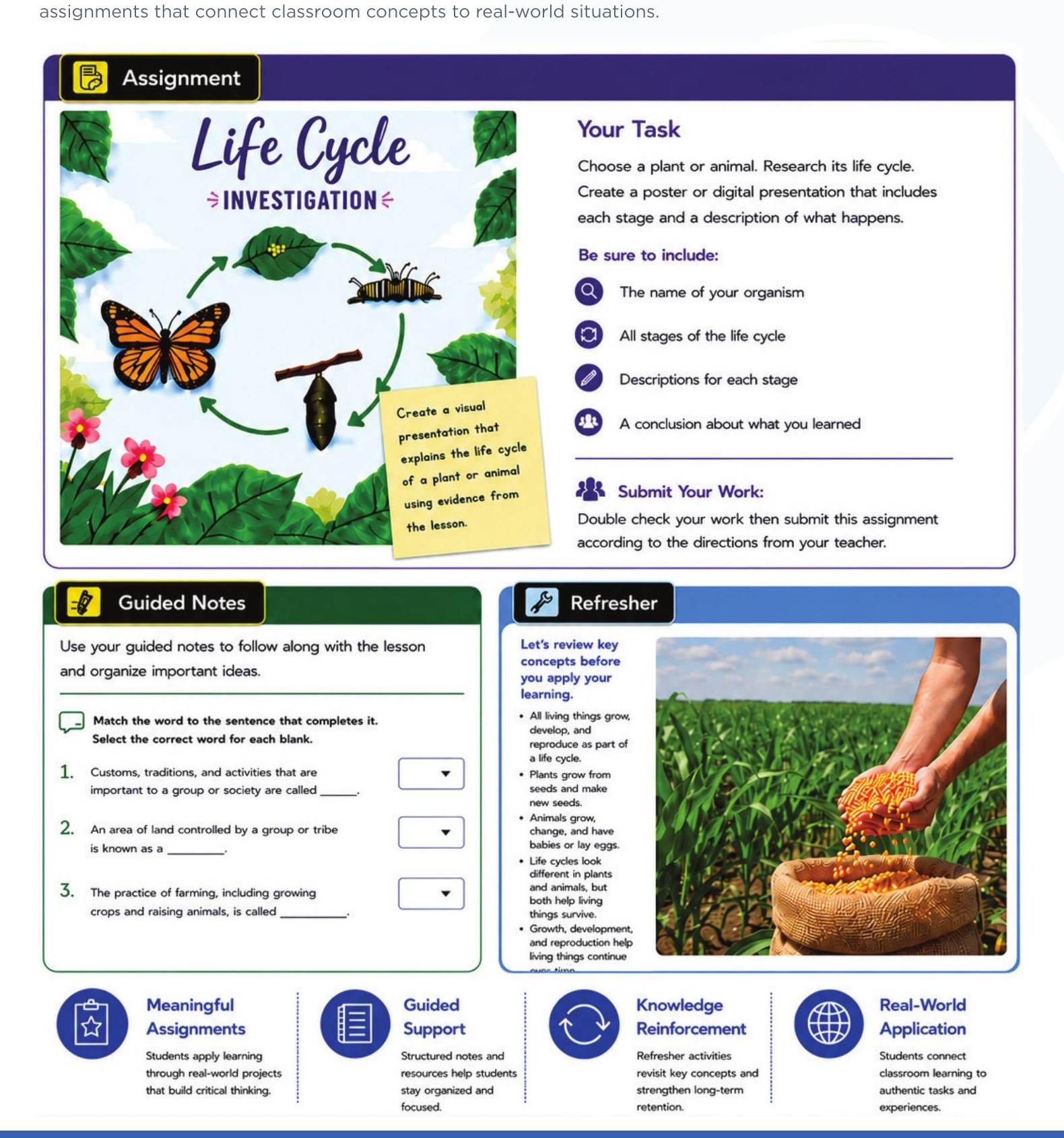 From instruction to application: meaningful assignments, guided notes, and refresher activities
